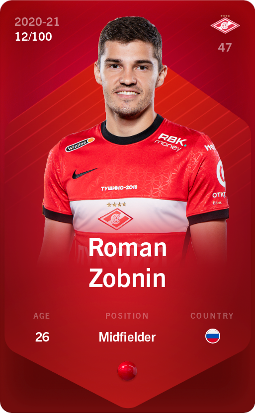 Sorare - Sorare Official - Roman Zobnin 2020-21 • Rare 12/100 - NFT # 26755994888205505069777427730125835657801381795671861193775299519459116079321