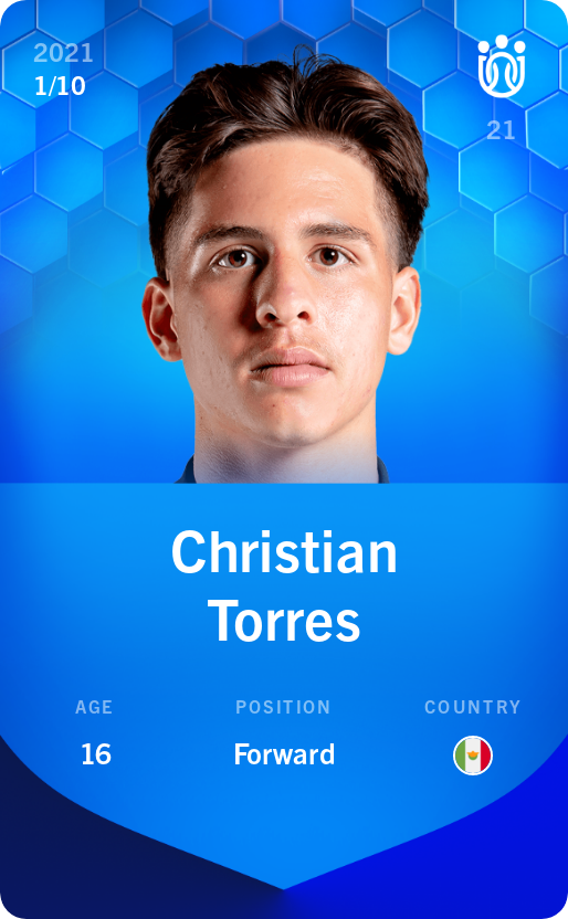 Sorare - Sorare Official - Christian Torres 2021-22 • Super Rare 1/10 - NFT # 101012557062430557921158777290184001560330715209332244300939481462459559445932