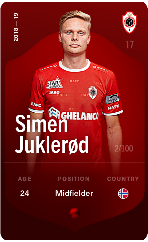 Sorare - Sorare Official - Simen Juklerød 2018-19 • Rare 2/100 - NFT # 15515822601944700677982249511455652058984273373606687456496310592297304434259