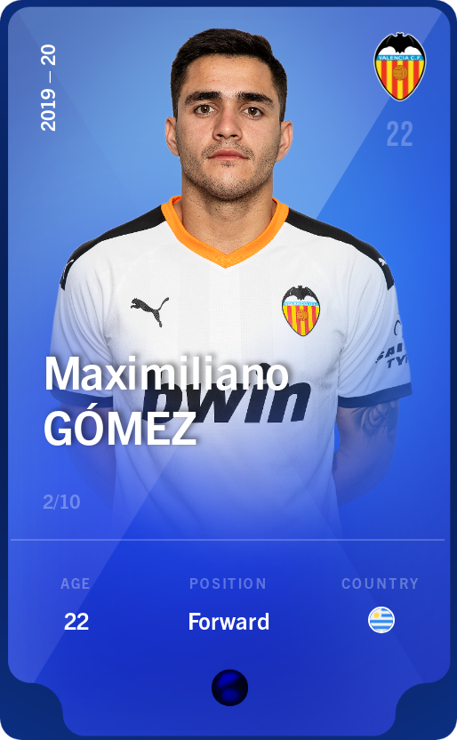 Sorare - Sorare Official - Maximiliano Gómez 2019-20 • Super Rare 2/10 - NFT # 4163937904973539576186049123585334954444927552367933666855494840369440496472