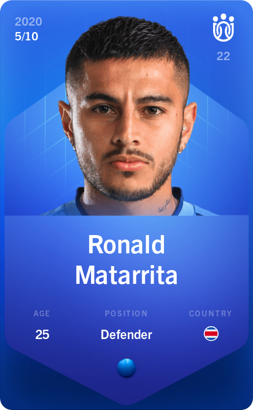 Sorare - Sorare Official - Ronald Matarrita 2020-21 • Super Rare 5/10 - NFT # 85119742732325856979806497378401191341956154813141231533224716299441947461927