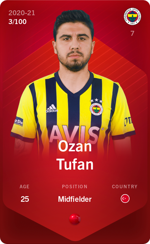 Sorare - Sorare Official - Ozan Tufan 2020-21 • Rare 3/100 - NFT # 89405423260478993182909945278638572052067078241031546565794139631203802480051