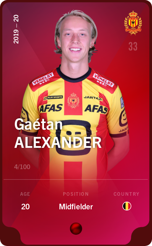 Sorare - Sorare Official - Gaétan  Alexander 2019-20 • Rare 4/100 - NFT # 17667905369743278007036026903525042425464914355343514264919292541183761397690
