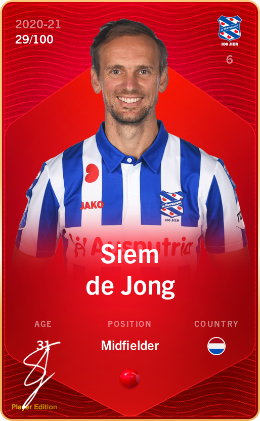 Sorare - Sorare Official - Siem de Jong 2020-21 • Rare 29/100 - NFT # 57035681343779800615238981744643227055938763458185596414469001641125050227099