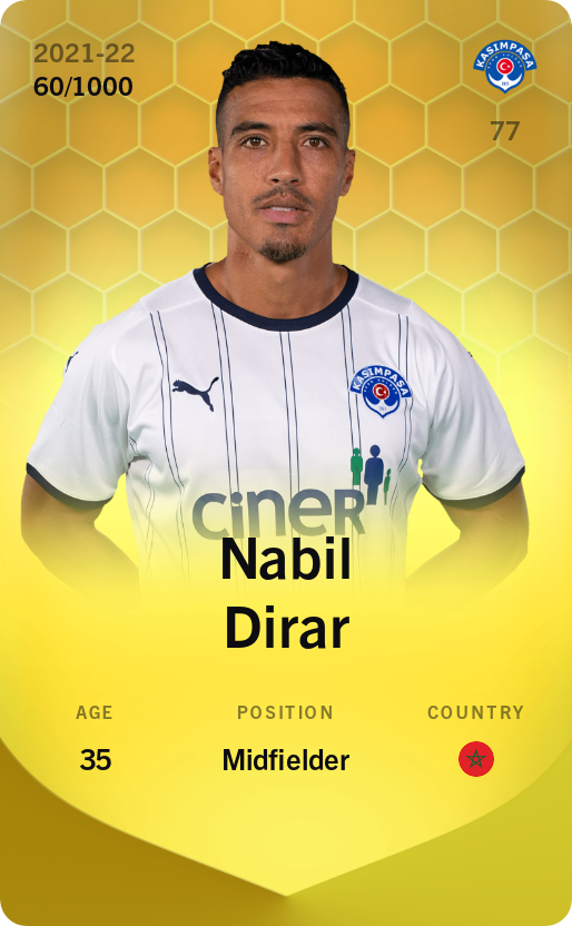Sorare - Sorare Official - Nabil Dirar 2021-22 • Limited 60/1000 - NFT # 48650873529831232238744257211878479166826974123826004741371608816946452732045