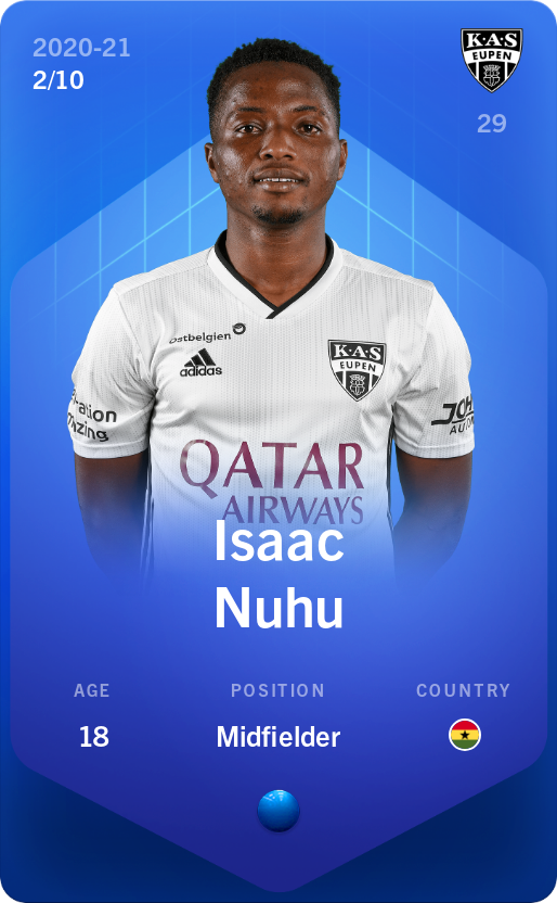 Sorare - Sorare Official - Isaac Nuhu 2020-21 • Super Rare 2/10 - NFT # 77558342674162736913281229667180334052122980121571173825137922177990730265276