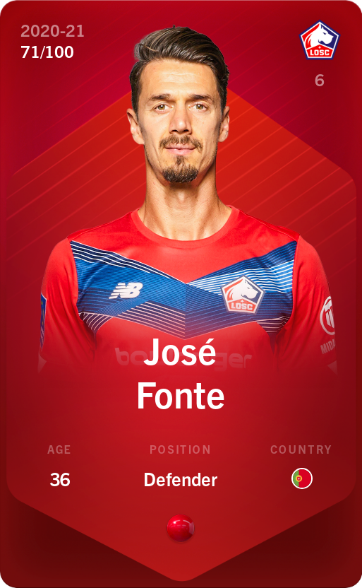 Sorare - Sorare Official - José Fonte 2020-21 • Rare 71/100 - NFT # 97969204127381478063019923328711204831735803332915690255350001630086365300800