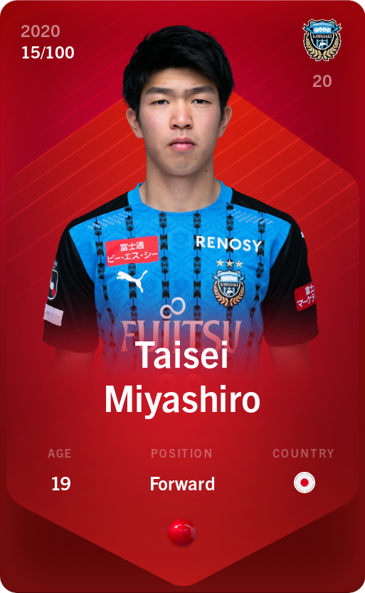 Sorare - Sorare Official - Taisei Miyashiro 2020-21 • Rare 15/100 - NFT # 74377744614034799415709755596377402036010846582031148568413567469075339173627