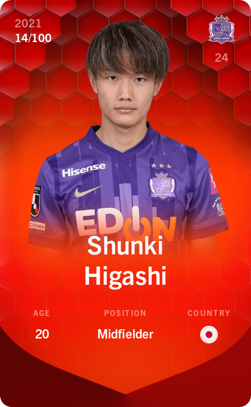 Sorare - Sorare Official - Shunki Higashi 2021-22 • Rare 14/100 - NFT # 91616360537547247680632987800126604453276073127632085228518160496470474069729