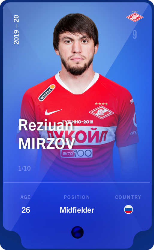 Sorare - Sorare Official - Reziuan Mirzov 2019-20 • Super Rare 1/10 - NFT # 104706899960275544479151657586761224000997743823291477885154739559794353316754