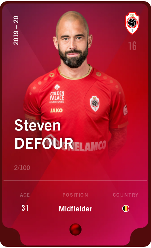 Sorare - Sorare Official - Steven Defour 2019-20 • Rare 2/100 - NFT # 14192679358227143406144038959621638426750138864540614002375608591541348346335