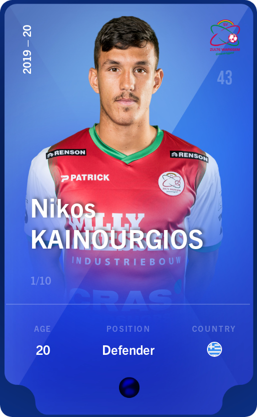 Sorare - Sorare Official - Nikos Kainourgios 2019-20 • Super Rare 1/10 - NFT # 82282612617936643822843706270465849151031617619423721181075547477802157004355