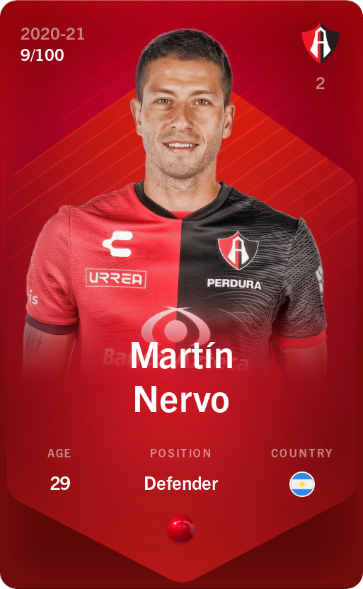 Sorare - Sorare Official - Martín Nervo 2020-21 • Rare 9/100 - NFT # 1789566957766548628803395293265654190379494890589857230735095614996226883087