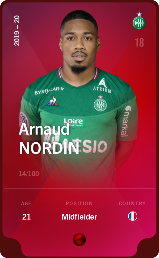 Sorare - Sorare Official - Arnaud Nordin 2019-20 • Rare 14/100 - NFT # 108255145978183832882575682210664590591404669881555239133971925693254559269781
