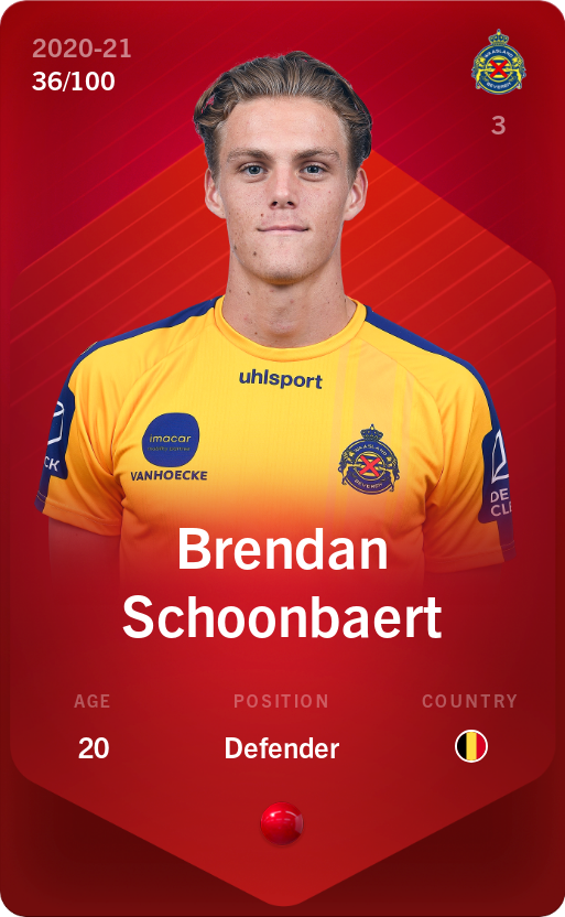 Sorare - Sorare Official - Brendan Schoonbaert 2020-21 • Rare 36/100 - NFT # 65134534052021741892264152893633608504916348527977383466154698814003119900308
