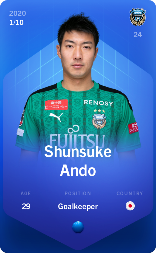 Sorare - Sorare Official - Shunsuke Ando 2020-21 • Super Rare 1/10 - NFT # 78271820955162272306486595441756383064431102468830414060707583921728255226326
