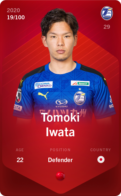 Sorare - Sorare Official - Tomoki Iwata 2020-21 • Rare 19/100 - NFT # 79623585444686171091065117489148850879567548235242134412081014891515371655899
