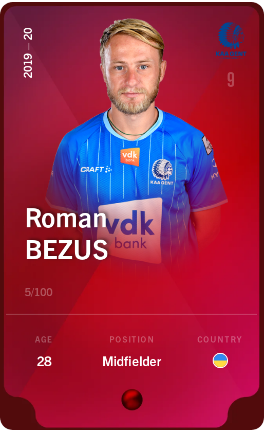 Sorare - Sorare Official - Roman Bezus 2019-20 • Rare 5/100 - NFT # 98814645922258245809301303773756806124545510348984656290873173248305282388128
