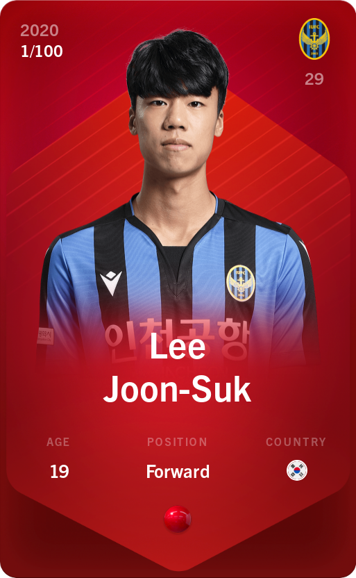 Sorare - Sorare Official - Lee Joon-Suk 2020-21 • Rare 1/100 - NFT # 58526432867811202986708339743291561642413539233098444651743423061332493756455