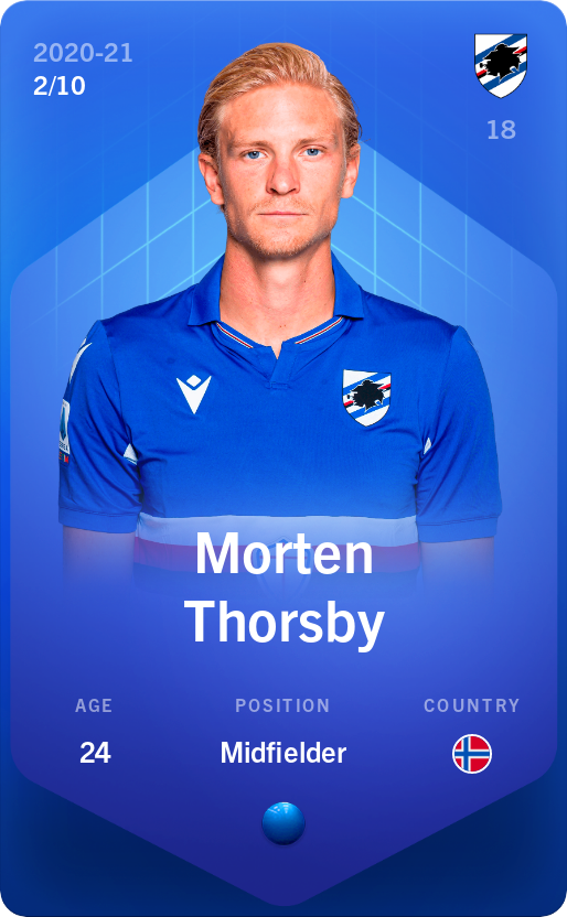 Sorare - Sorare Official - Morten Thorsby 2020-21 • Super Rare 2/10 - NFT # 10520494696131812318575182281132395595247356177361045755398169865710695930547