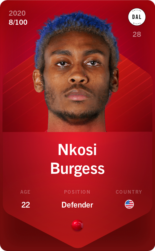 Sorare - Sorare Official - Nkosi Burgess 2020-21 • Rare 8/100 - NFT # 50097793424068911709402584169575478764599485541766891903211775862151173837035