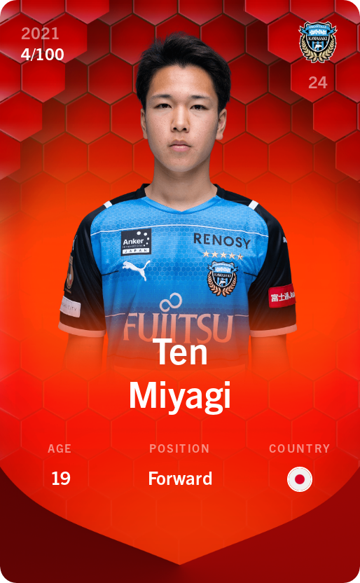 Sorare - Sorare Official - Ten Miyagi 2021-22 • Rare 4/100 - NFT # 86081783673303044019878303988082518987796514441457872062743002000527774944788