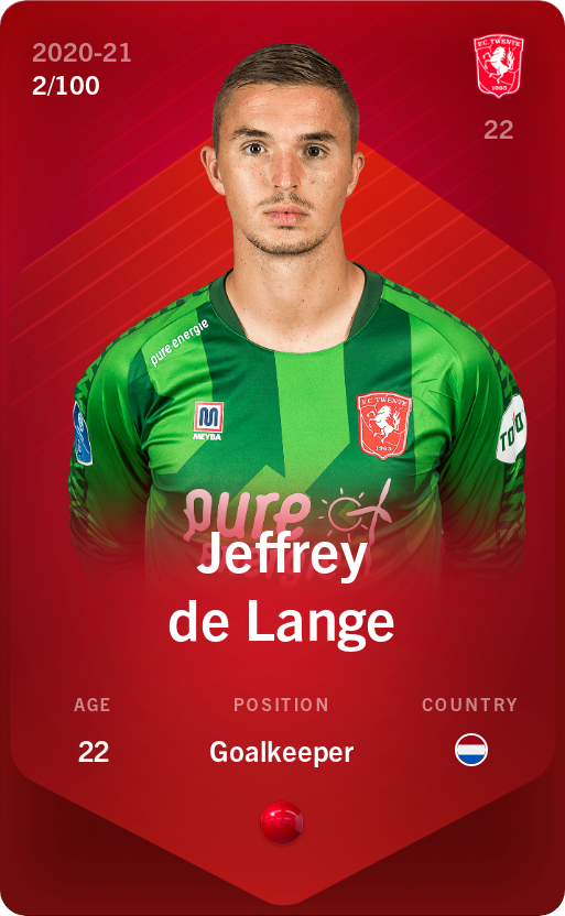 Sorare - Sorare Official - Jeffrey de Lange 2020-21 • Rare 2/100 - NFT # 44289325864724639268607484662272968252896123388331255352497161567437311762998
