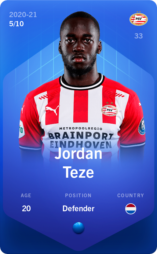 Sorare - Sorare Official - Jordan Teze 2020-21 • Super Rare 5/10 - NFT # 48366694469990013629751679681863593225319204450447667485916656398732198328577