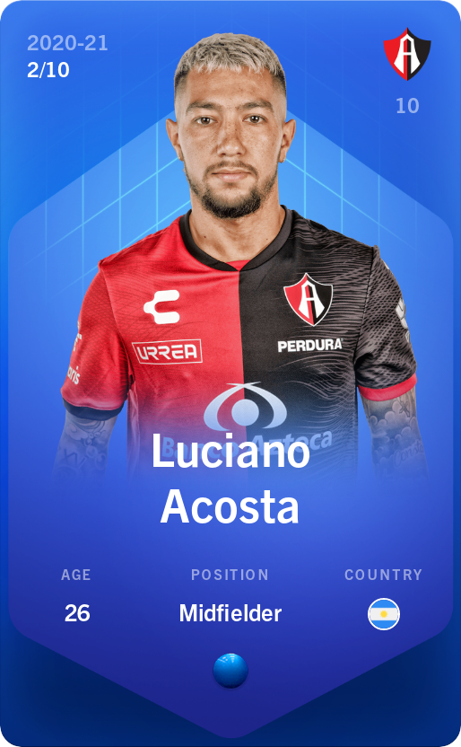 Sorare - Sorare Official - Luciano Acosta 2020-21 • Super Rare 2/10 - NFT # 49191200215553682076935231618343881337078908635919147582632653818060985013558