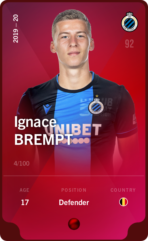 Sorare - Sorare Official - Ignace Brempt 2019-20 • Rare 4/100 - NFT # 47003423042605896098060555004910323154101638824366422105200536491750077990742