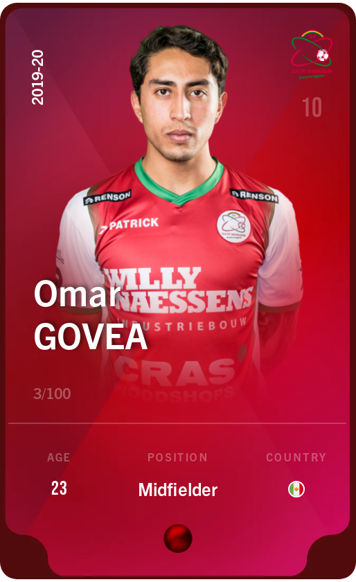 Sorare - Sorare Official - Omar Govea 2019-20 • Rare 3/100 - NFT # 95870958584636839393031354881340564277909622340721746358329525244737950629494