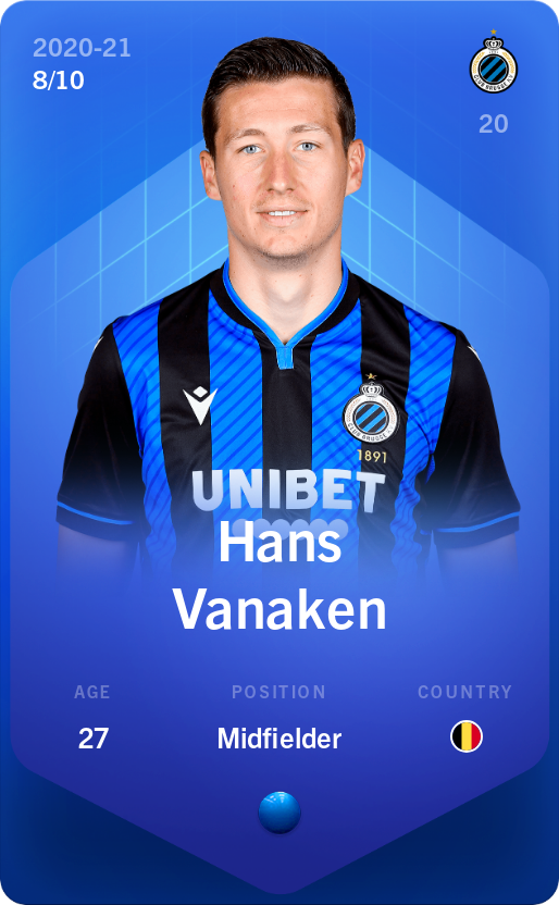 Sorare - Sorare Official - Hans Vanaken 2020-21 • Super Rare 8/10 - NFT # 113741260267061706589685439101959278044300159634530033959940452115463617178710