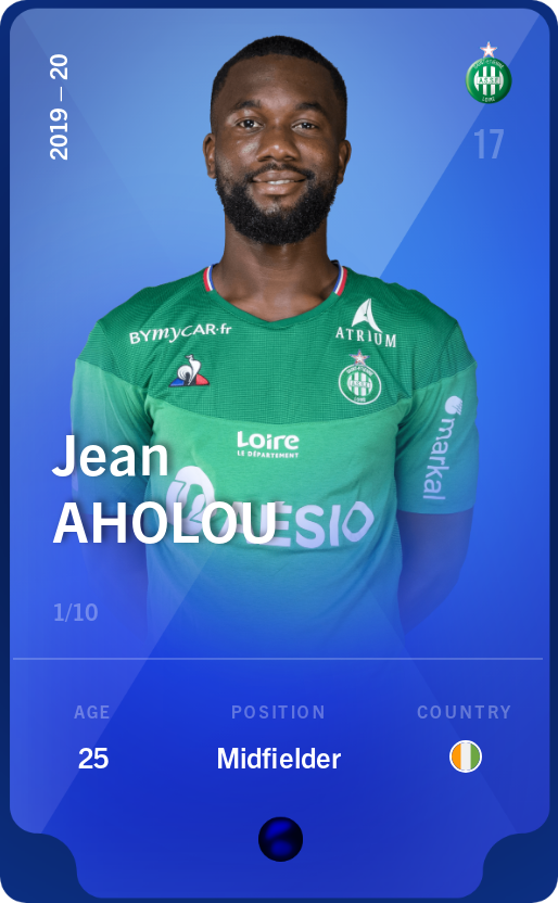 Sorare - Sorare Official - Jean Aholou 2019-20 • Super Rare 1/10 - NFT # 112361446935949128382526390123573180710684603369704137208877463196471821030188