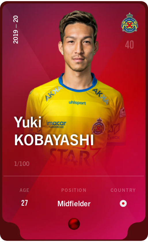 Sorare - Sorare Official - Yuki Kobayashi 2019-20 • Rare 1/100 - NFT # 66441612992413974284913366054842813462717993936700316546870841794373282269502