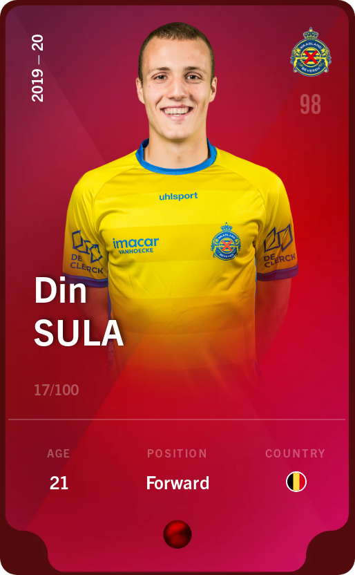 Sorare - Sorare Official - Din Sula 2019-20 • Rare 17/100 - NFT # 64270663767607784297603500071011416334460622312570071364623962747968505249992