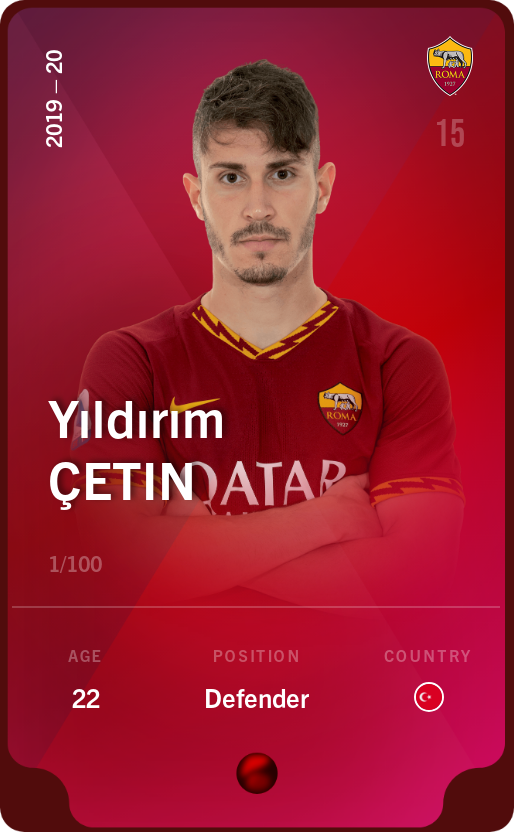 Sorare - Sorare Official - Yıldırım Çetin 2019-20 • Rare 1/100 - NFT # 77486179858512790350186495720632634444509040173733008092652185999452927209207