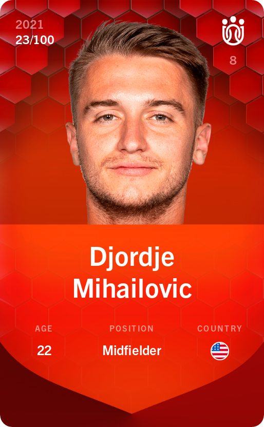 Sorare - Sorare Official - Djordje Mihailovic 2021-22 • Rare 23/100 - NFT # 104987033003743438394376267533323964779027161281934604105010861285089333694248