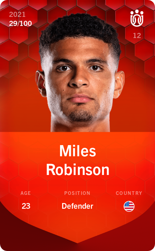Sorare - Sorare Official - Miles Robinson 2021-22 • Rare 29/100 - NFT # 56125133867373782119603471852214722587054166857897356472004292114921991527526