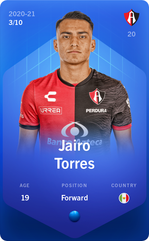 Sorare - Sorare Official - Jairo Torres 2020-21 • Super Rare 3/10 - NFT # 104729327541046000683244280277443499743196390693865543378153915812339816062876