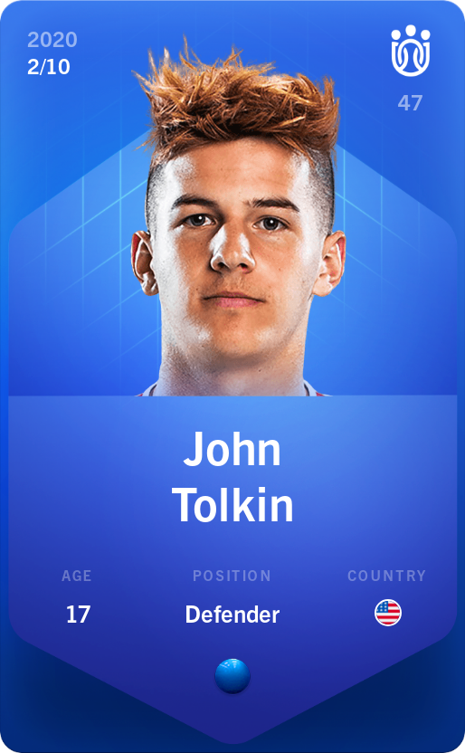Sorare - Sorare Official - John Tolkin 2020-21 • Super Rare 2/10 - NFT # 76062301211523144593472140647572489082090798425242632796348044071671115490802