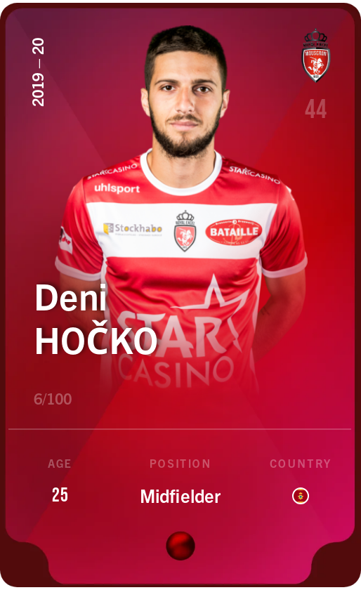 Sorare - Sorare Official - Deni Hočko 2019-20 • Rare 6/100 - NFT # 31202908138945818668126442571734207536060986497129140673897804598096617987479