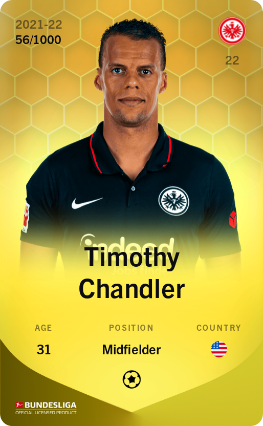 Sorare - Sorare Official - Timothy Chandler 2021-22 • Limited 56/1000 - NFT # 7390679687998145580584106445494119694258015746357119655263302902333045244700