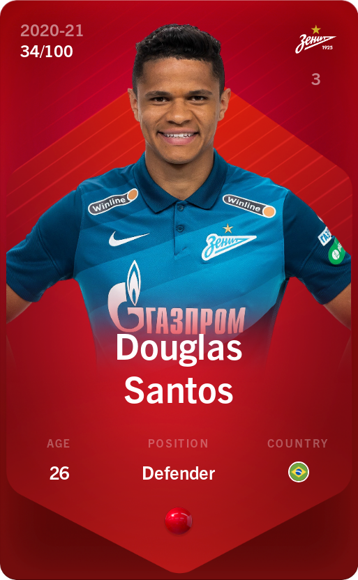 Sorare - Sorare Official - Douglas Santos 2020-21 • Rare 34/100 - NFT # 59808160034972909813855790674124298997330633222997537735637322690383794962038