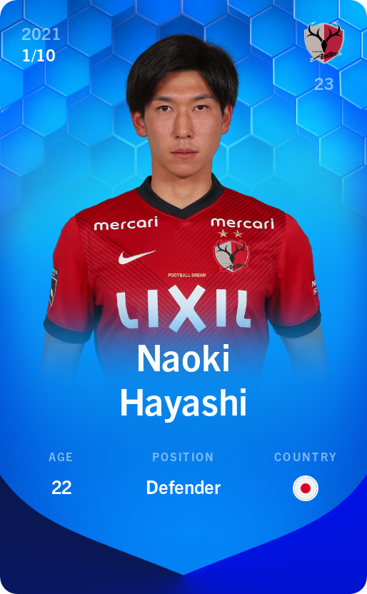 Sorare - Sorare Official - Naoki Hayashi 2021-22 • Super Rare 1/10 - NFT # 80831738523679148623700563698966839772562522488196481682656474900330392132505