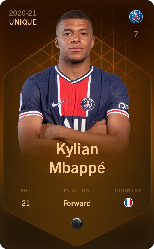 Sorare - Sorare Official - Kylian Mbappé 2020-21 • Unique - NFT # 35097448749899428109200867929277486622796831250893595615442589972105896403753