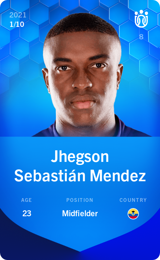 Sorare - Sorare Official - Jhegson Sebastián Mendez 2021-22 • Super Rare 1/10 - NFT # 63040263205270916872088364815640096138511323652313122830214740572819196830008