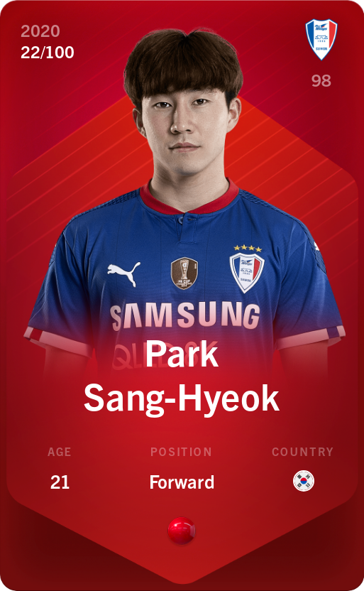 Sorare - Sorare Official - Park Sang-Hyeok 2020-21 • Rare 22/100 - NFT # 80119465350425286241615989906720009583482973500116759796970085470767745895721