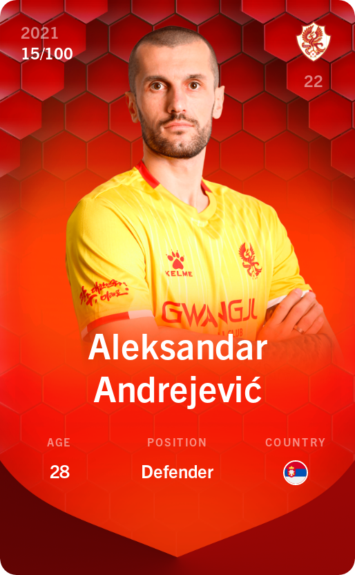 Sorare - Sorare Official - Aleksandar Andrejević 2021-22 • Rare 15/100 - NFT # 21154104642522414893511696660096781718581009039030900993785182204347186025910