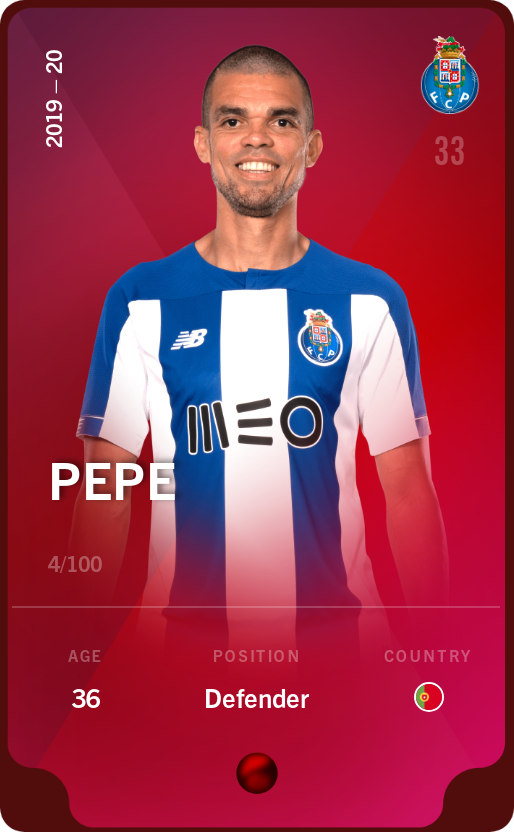 Sorare - Sorare Official - Pepe 2019-20 • Rare 4/100 - NFT # 23531337241918395911646964225185831528003425274954349075871508595603751168441