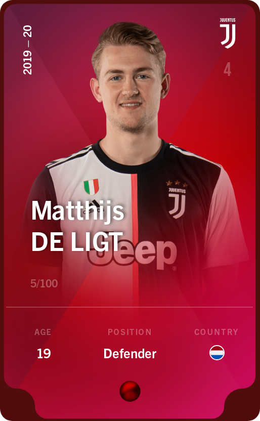 Sorare - Sorare Official - Matthijs de Ligt 2019-20 • Rare 5/100 - NFT # 78534000689270531342951681456465999355367479657516766249734179317081095175229